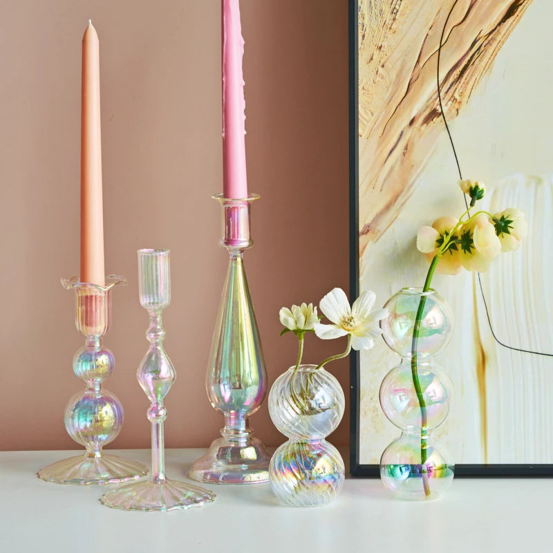 bougeoir en verre décoration nordique pour mariage et fleurs - vue 4 sur 22