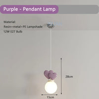 Children's Room Hanging Wall Light Purple Red Pink Love Wall Lamp for Nursery School Kids Baby Room Decorative Night Lamps E27