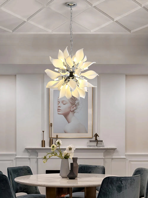 lustre carré en céramique avec pétales de fleurs suspendu - vue 2 sur 14