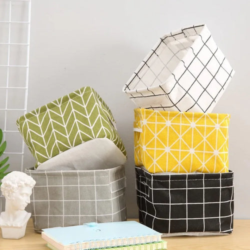 panier de rangement en lin pour bureau et jouets - vue 3 sur 10