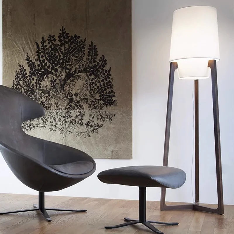 lampadaire en tissu japonais design rétro pour intérieur moderne - vue 5 sur 9