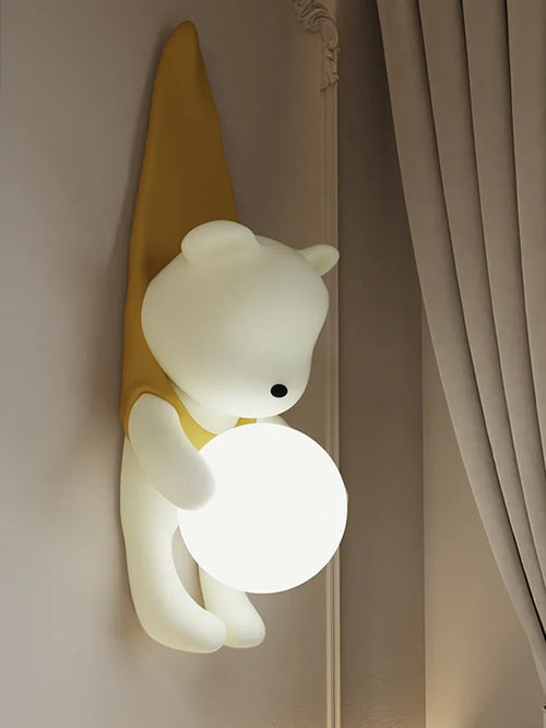 applique murale Style crème résine ours nordique LED salon chambre enfants chambre moderne créatif décor à la maison - vue 2 sur 8