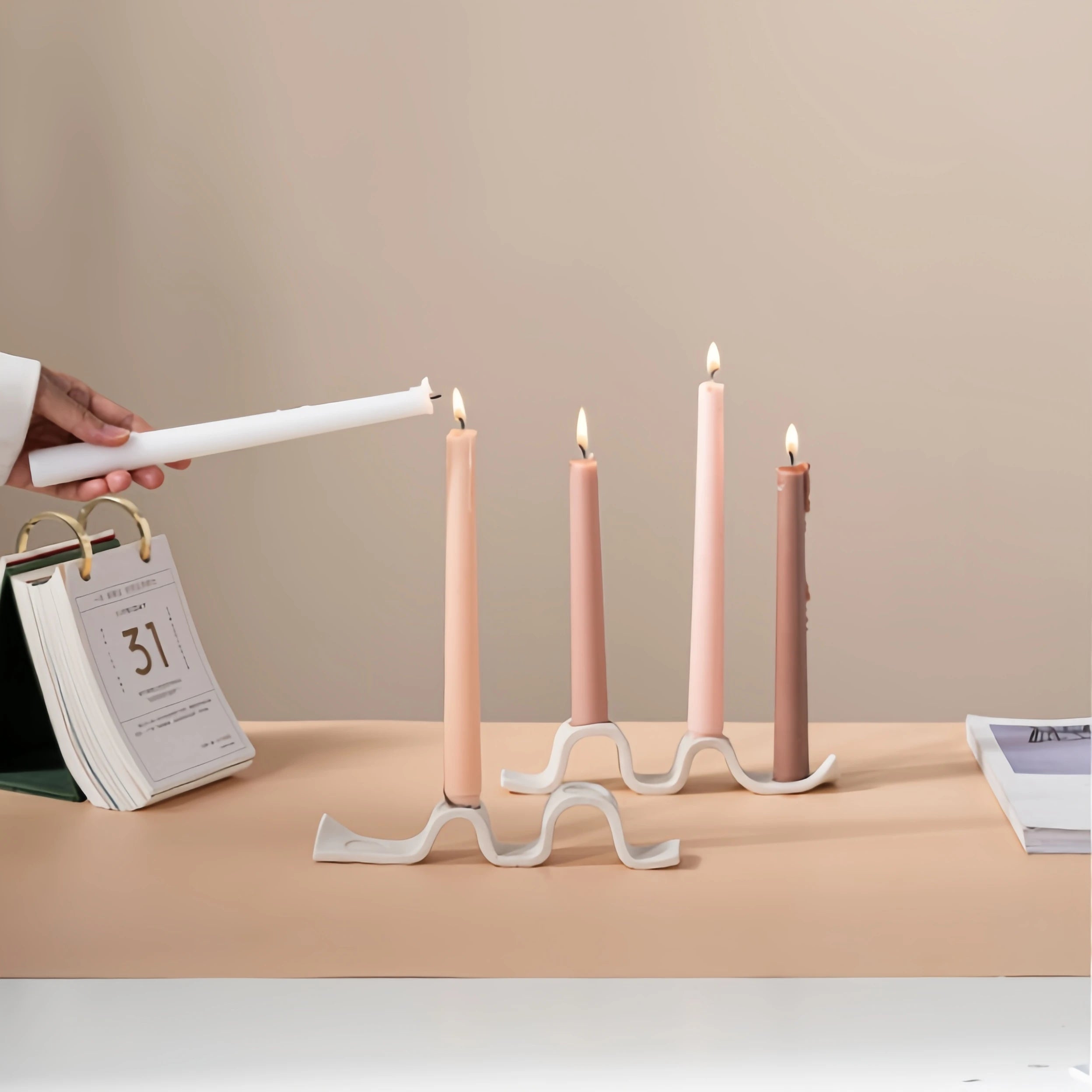 bougeoir en céramique vague pour dîner romantique décoratif - vue 5 sur 7