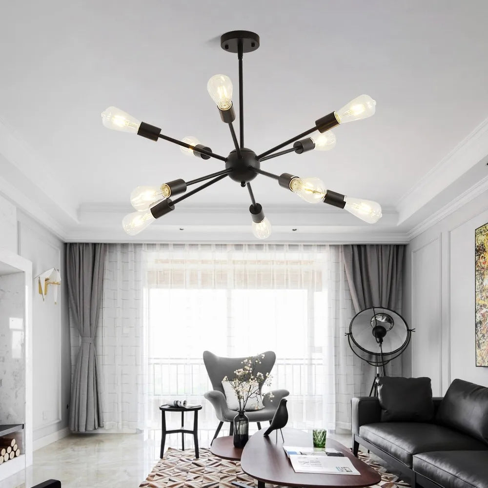 lustre moderne industriel en laiton pour éclairage design - vue 4 sur 9
