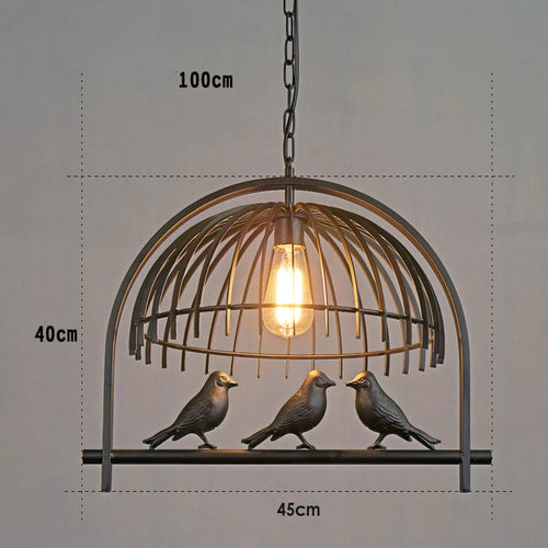 lustre cage à oiseaux en fer forgé pour café et bar - vue 5 sur 6