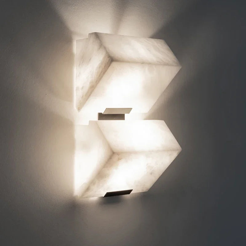 applique murale moderne en marbre avec lumières led - vue 2 sur 9