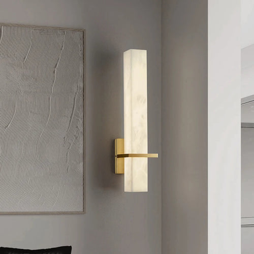 applique murale led en marbre et cuivre doré luxueuse - vue 4 sur 7