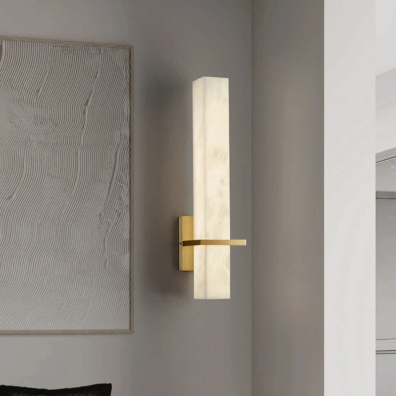 applique murale led en marbre et cuivre doré luxueuse - vue 3 sur 7