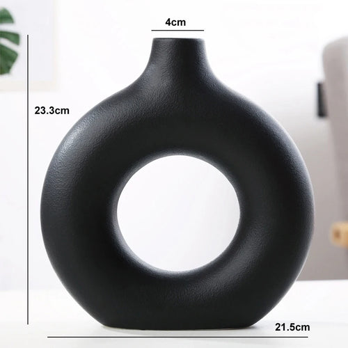 vase circulaire en céramique pour décoration intérieure et fleurs - vue 9 sur 12