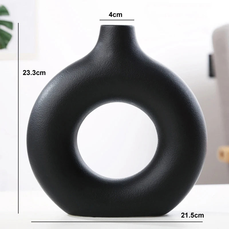 vase circulaire en céramique pour décoration intérieure et fleurs - vue 8 sur 12