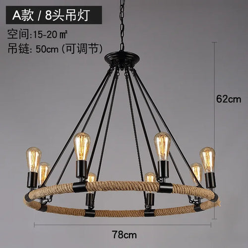 lustre rétro à cordes pour décoration moderne intérieure - vue 7 sur 9