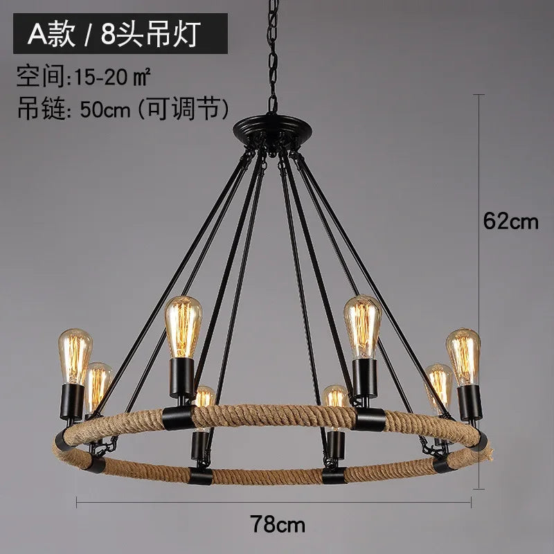 lustre rétro à cordes pour décoration moderne intérieure - vue 7 sur 9