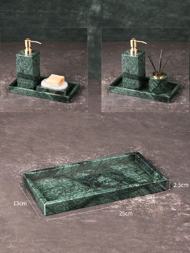 ensemble d'accessoires en marbre pour salle de bain organisé - vue 8 sur 21