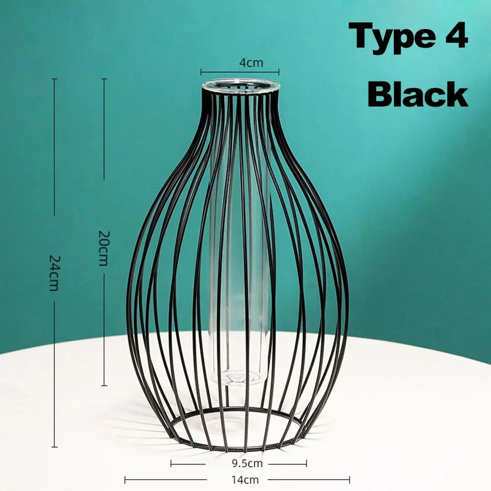 vase en fer rétro avec verre décoration nordique moderne - vue 9 sur 16