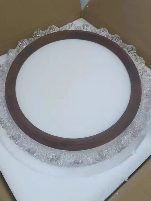 plafonnier en bois rétro forme circulaire et carrée acrylique - vue 6 sur 10