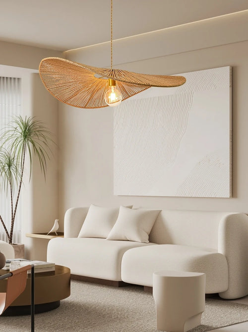 lustre nordique en paille pour décoration moderne et élégante - vue 2 sur 9