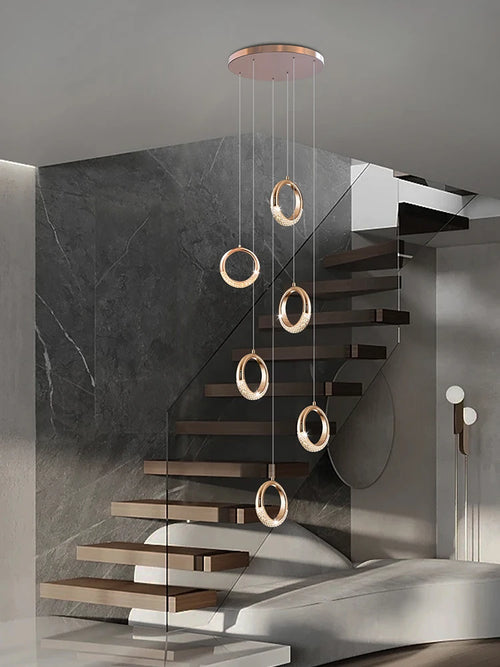 lustre à led design moderne pour éclairage suspendu élégant - vue 3 sur 14