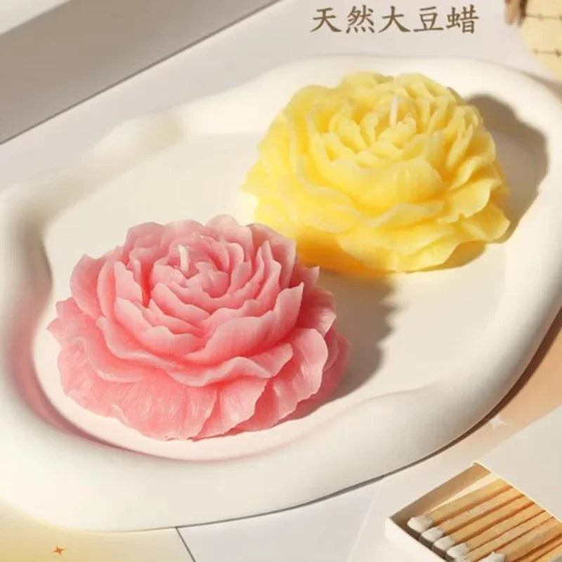 bougie parfumée fleur de pivoine en cire de soja décorative - vue 4 sur 10