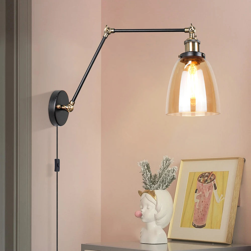 applique murale led nordique longue perche en verre avec interrupteur - vue 4 sur 11