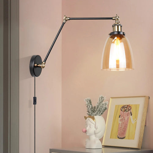 applique murale led nordique longue perche en verre avec interrupteur - vue 5 sur 11