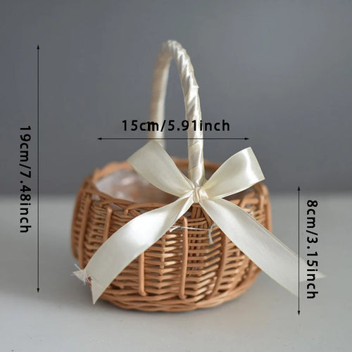 panier de fleurs de mariage tissé à la main pour rangement et pique-nique - vue 2 sur 10