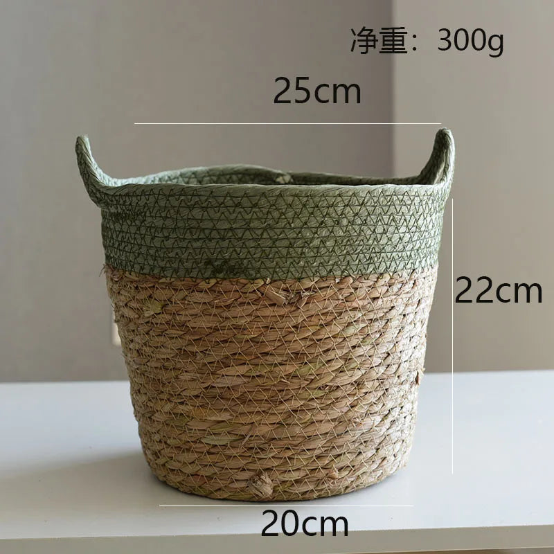 panier de rangement en paille pour décoration artisanale moderne - vue 7 sur 12