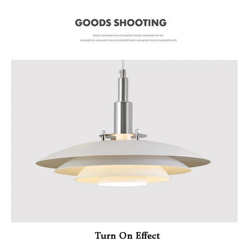 Lamp Mid Century Pendant Light Creative Modern Gradient White Red UFO Adjustable Light Fixture Dining Room Kitchen chandeliers - vue 4 sur 9