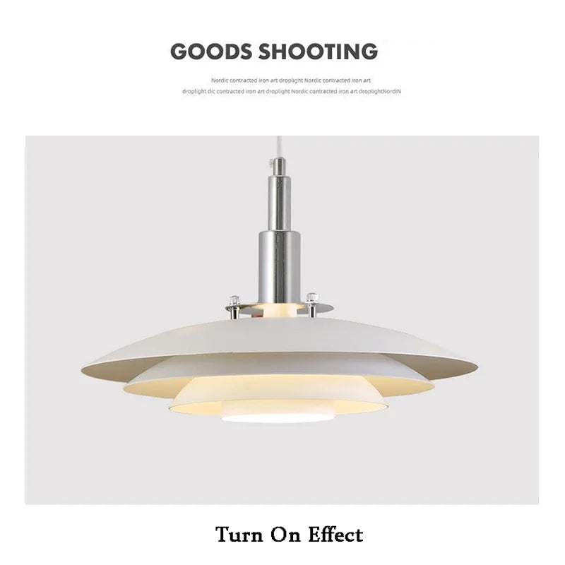 Lamp Mid Century Pendant Light Creative Modern Gradient White Red UFO Adjustable Light Fixture Dining Room Kitchen chandeliers - vue 3 sur 9