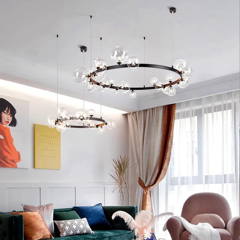 lustre nordique en verre design pour un éclairage élégant - vue 2 sur 8