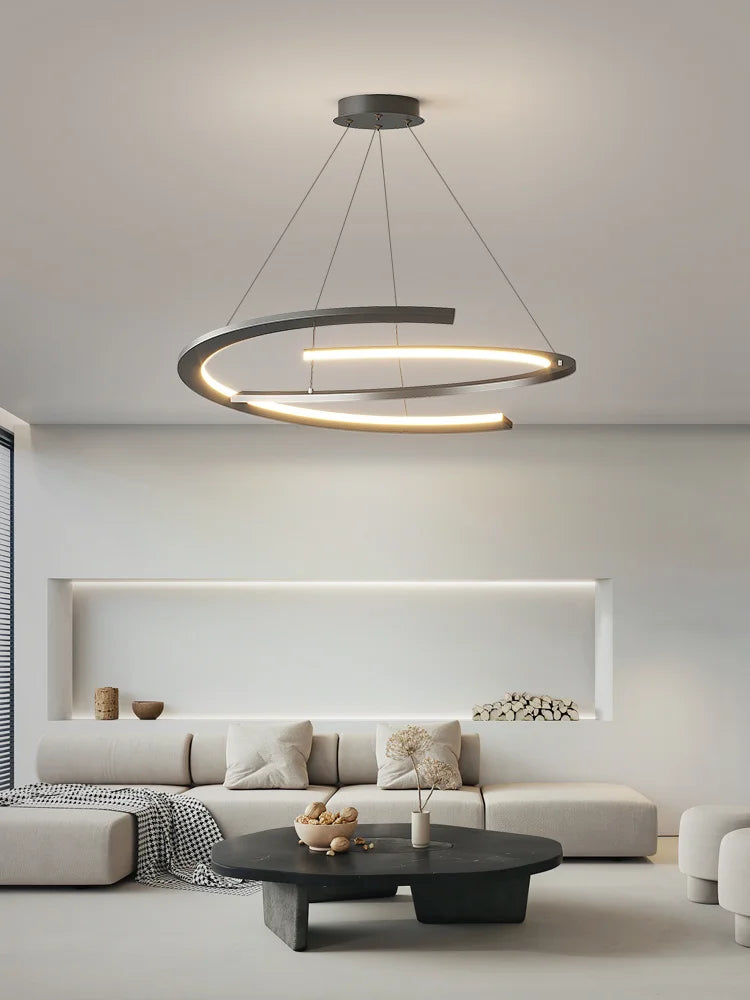 Lustre moderne simple design nordique anneau restaurant - vue 3 sur 12