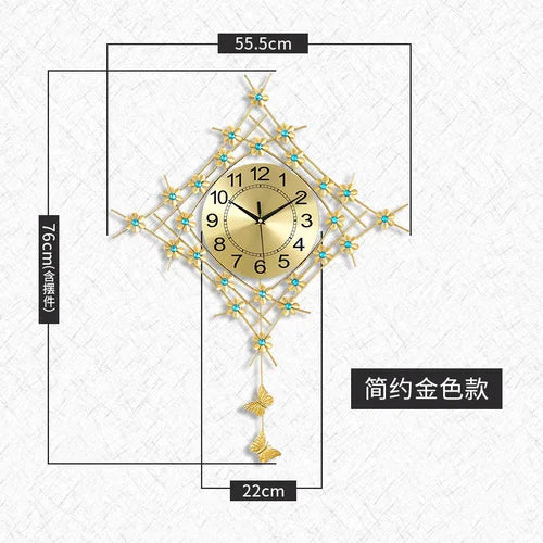 horloge murale à pendule design européen en métal unique - vue 17 sur 19
