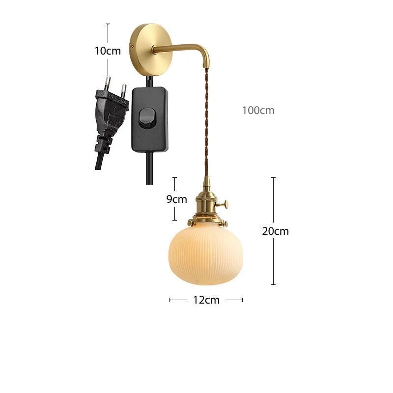 Applique murale dorée moderne céramique fil ajustable LED - vue 17 sur 23