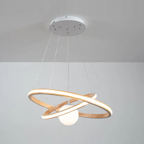 lustre en bois moderne avec boule en verre pour intérieur - vue 5 sur 9