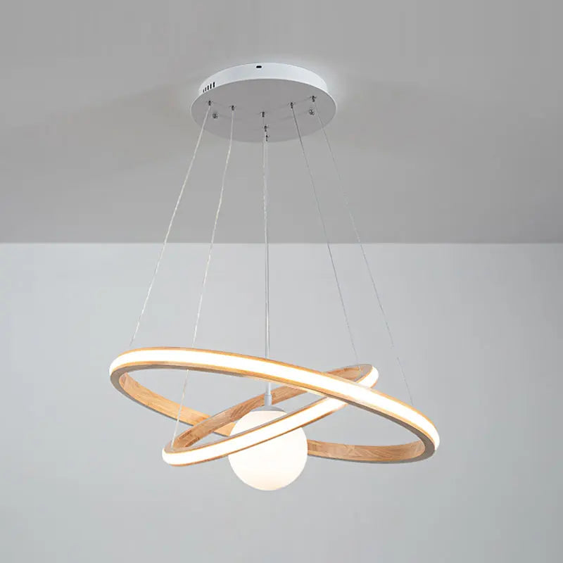 lustre en bois moderne avec boule en verre pour intérieur - vue 4 sur 9