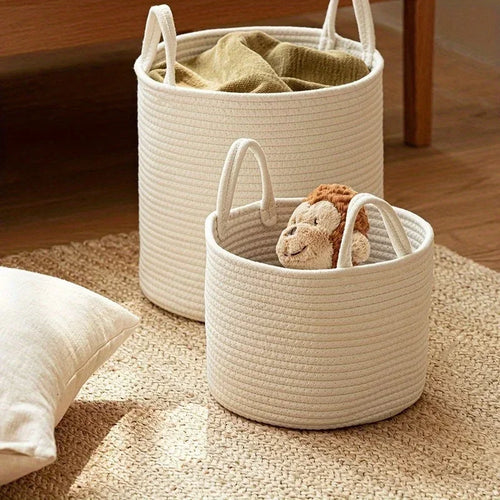 panier de rangement en corde pour jouets bébé et enfant - vue 3 sur 6