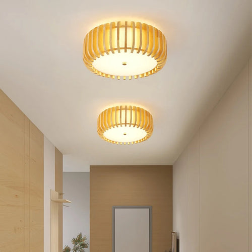plafonnier japonais en bois pour un éclairage chaleureux - vue 5 sur 8