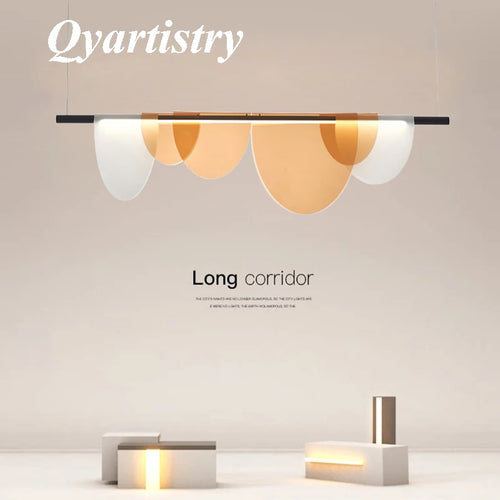 lustre led moderne demi-cercle minimaliste luminaire suspendu - vue 2 sur 12