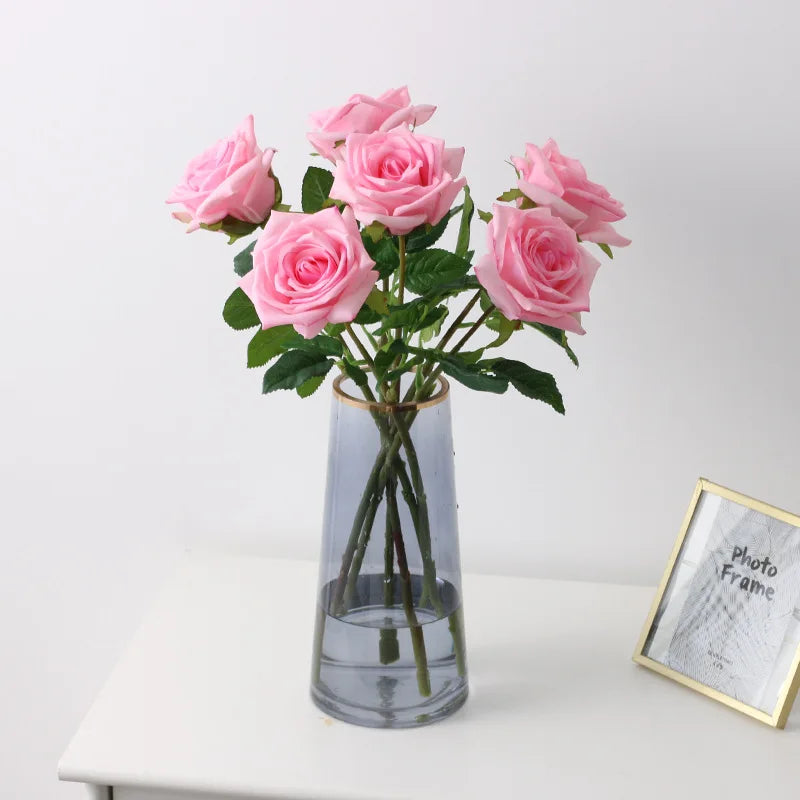 fleurs de roses artificielles en latex pour décoration élégante - vue 3 sur 11