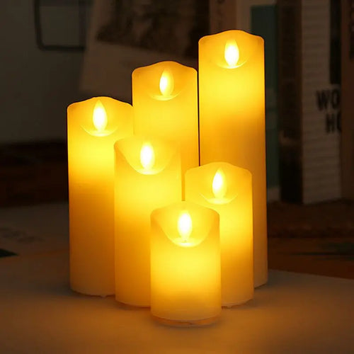 bougie pilier led rechargeable à bord ondulé décoration festive - vue 2 sur 7