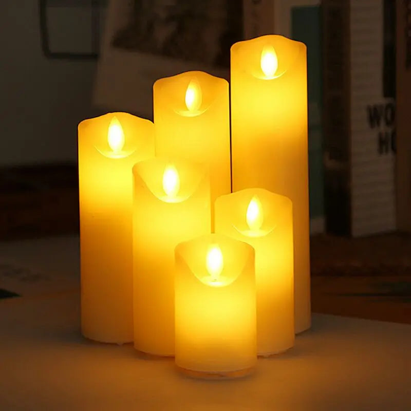 bougie pilier led rechargeable à bord ondulé décoration festive - vue 1 sur 7