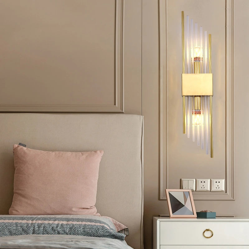 applique murale moderne double tête en cristal doré led - vue 4 sur 8