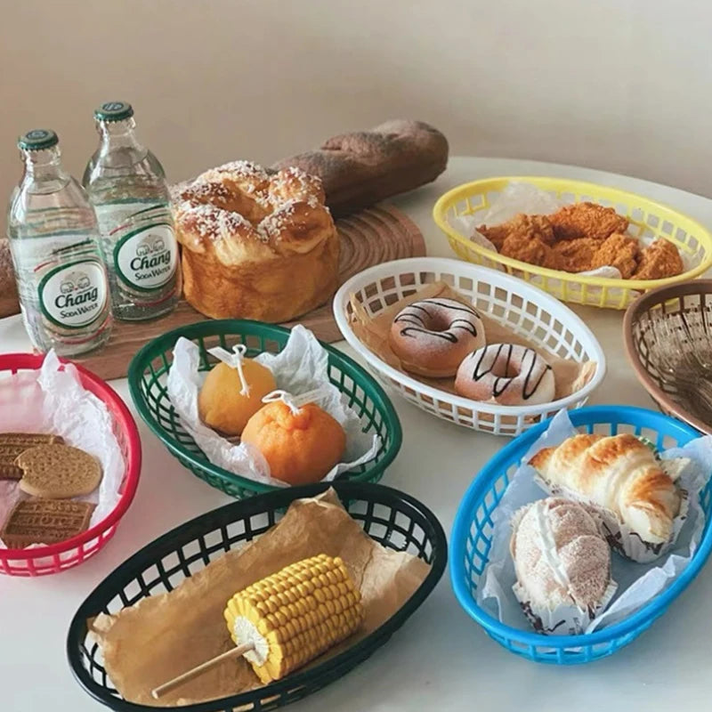 panier ovale en plastique pour nourriture et rangement décoratif - vue 6 sur 13