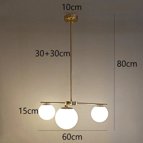 lustre nordique moderne en verre laiteux pour décoration maison - vue 7 sur 7