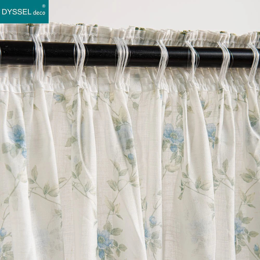 Rideau voile transparent motif floral style moderne salon - vue 6 sur 8