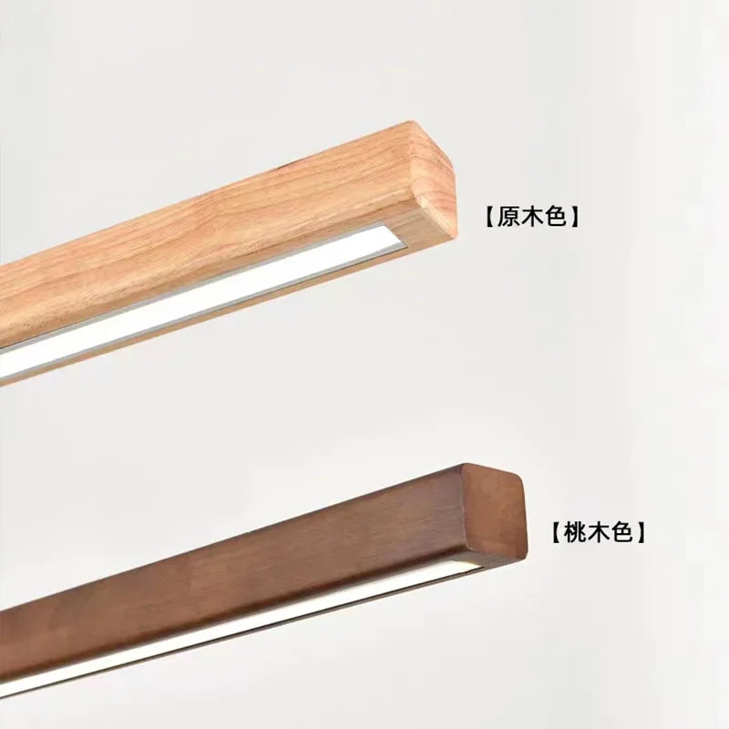 lustre rétro en bois de noyer avec bande longue pour loft - vue 6 sur 16