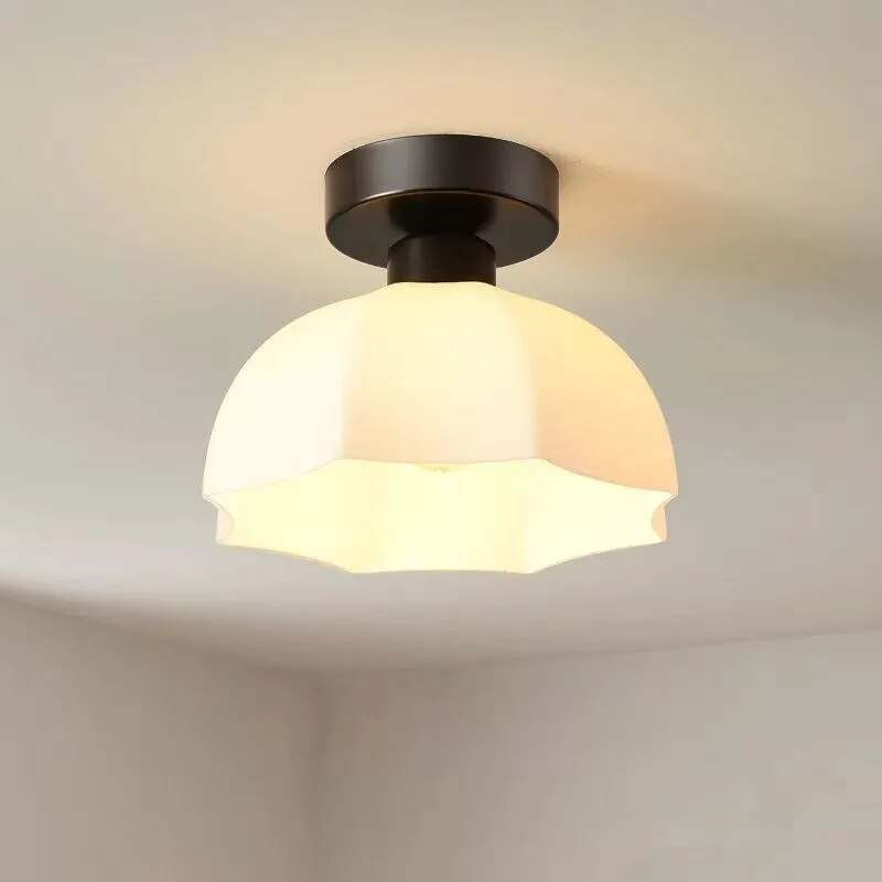 Plafonnier LED en céramique et verre crème - vue 4 sur 15