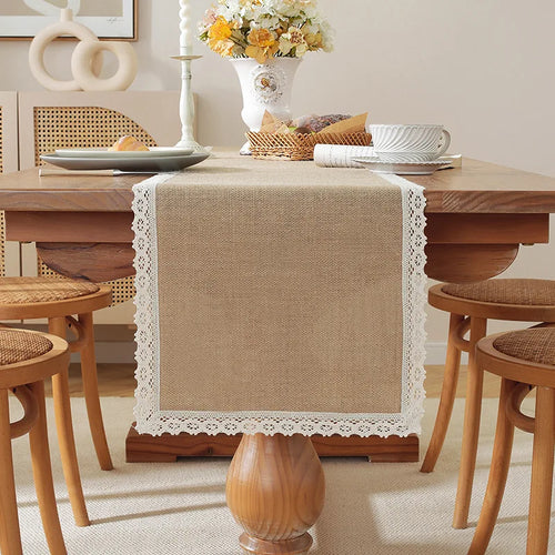 Chemin de table jute macramé style rustique beige