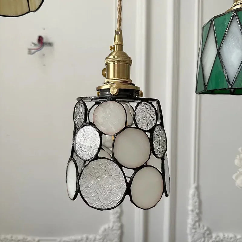 lustre en verre fait main style tiffany pour décoration intérieure - vue 14 sur 15