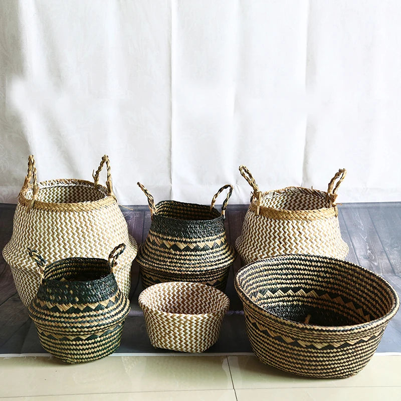 panier de rangement pliable en osier pour jouets et linge - vue 3 sur 13