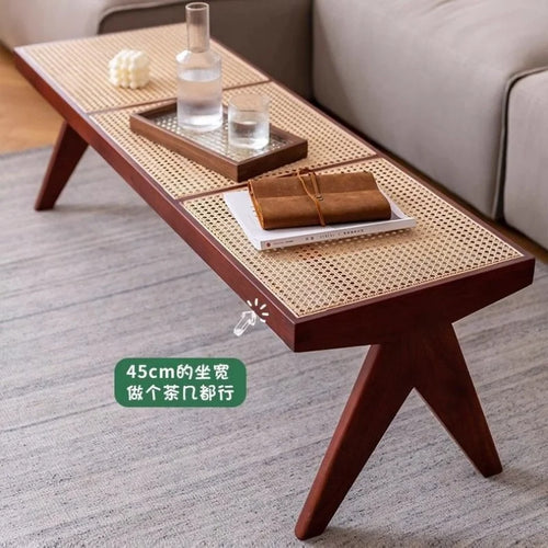 banc en rotin tressé style japonais ancien pour petit espace - vue 4 sur 18